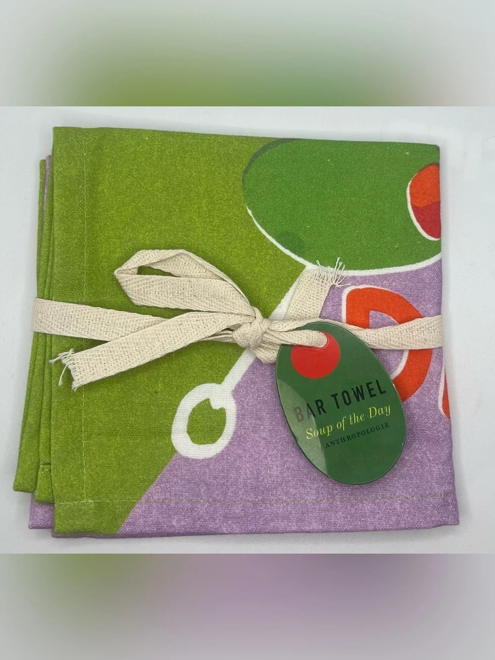 Anthropologie Green & Lavender 'Soup of the Day' Bar Towel